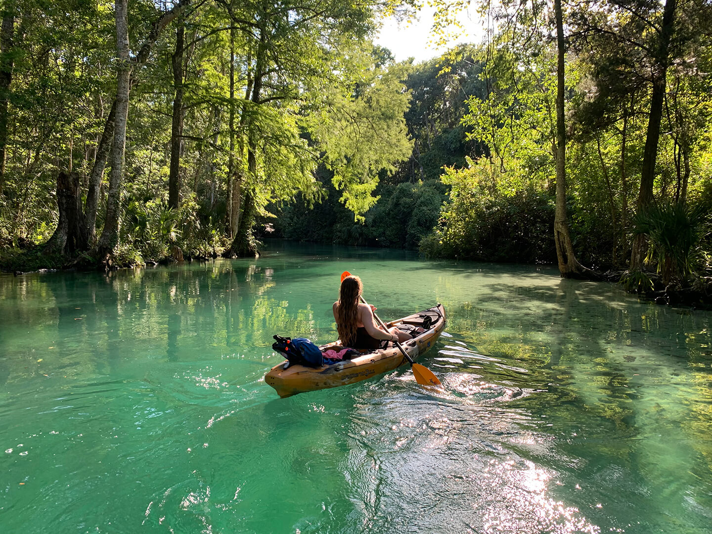 Single kayaker in river